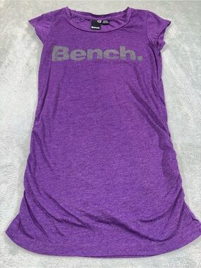 Bench Purple Side Ruched Short Sleeve Logo T-Shirt XS